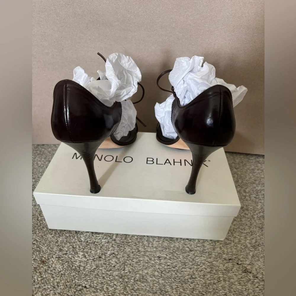 Manolo Blahnik Dark Brown Women's Sandals 3.5inch heel - Picture 3 of 9